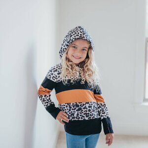 Black & Leopard Print Hoodie Shirt